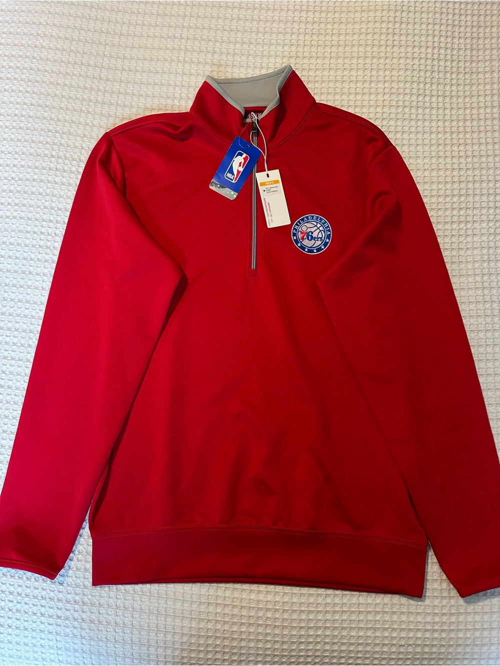 Antigua Red Philadelphia 76ers Quarter-Zip Pullover